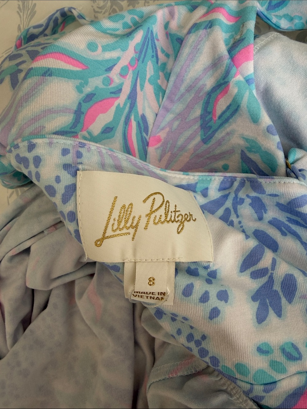Lilly Pulitzer Blake Via adel Mar Maxi Dress with Pink Accents size 8 - Picture 9 of 9